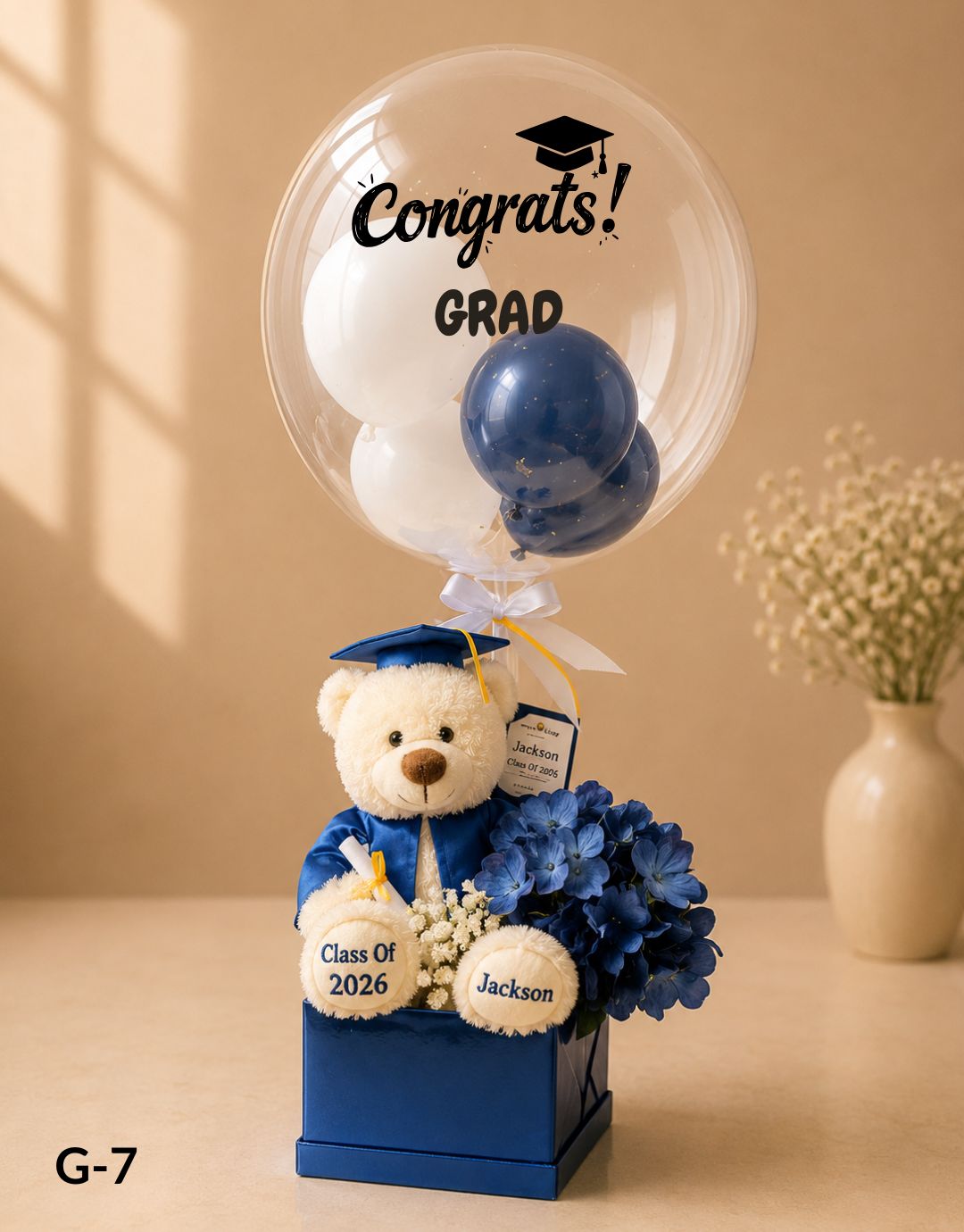 Customized Graduation Blue Balloon Bouquet